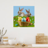 Cute Easter Bunnyfor voor een positieve stemming Poster (Keuken)