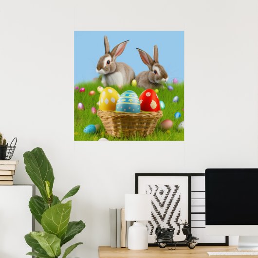 Cute Easter Bunnyfor voor een positieve stemming Poster (Thuiskantoor)
