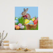 Cute Easter Bunnyfor voor een positieve stemming Poster (Keuken)