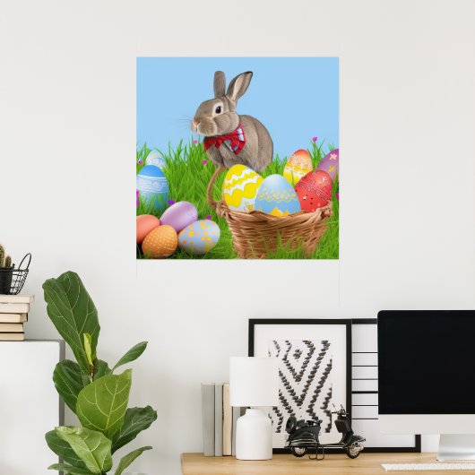 Cute Easter Bunnyfor voor een positieve stemming Poster (Thuiskantoor)