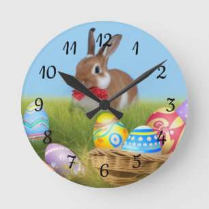 Cute Easter Bunnyfor voor een positieve stemming Ronde Klok