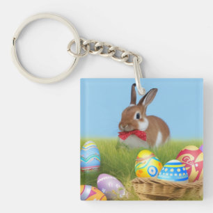 Cute Easter Bunnyfor voor een positieve stemming Sleutelhanger
