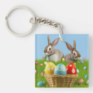 Cute Easter Bunnyfor voor een positieve stemming Sleutelhanger
