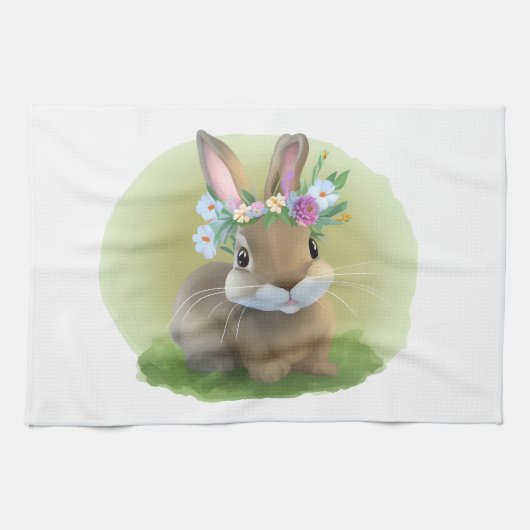 Cute Easter Bunnyfor voor een positieve stemming Theedoek (Horizontaal)