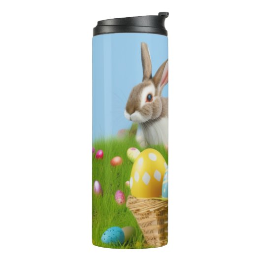 Cute Easter Bunnyfor voor een positieve stemming Thermosbeker (Gedraaid links)