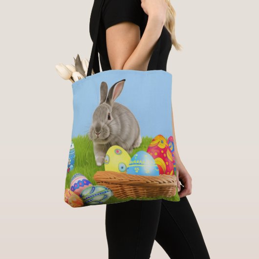 Cute Easter Bunnyfor voor een positieve stemming Tote Bag (Dichtbij)
