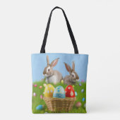 Cute Easter Bunnyfor voor een positieve stemming Tote Bag (Achterkant)