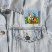 Cute Easter Bunnyfor voor een positieve stemming Vierkante Button 5,1 Cm (In situ)