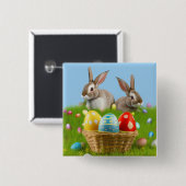 Cute Easter Bunnyfor voor een positieve stemming Vierkante Button 5,1 Cm (Voorkant /achterkant)
