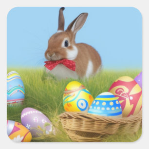 Cute Easter Bunnyfor voor een positieve stemming Vierkante Sticker