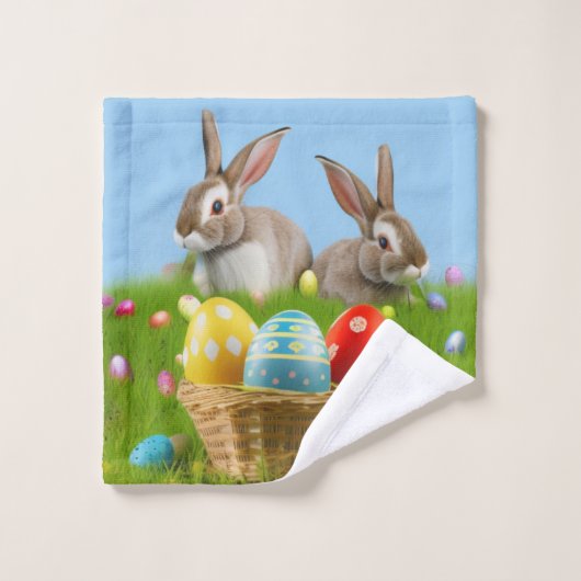 Cute Easter Bunnyfor voor een positieve stemming Washandje (Wasdoekje)