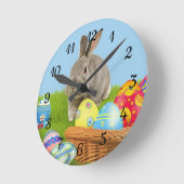 Cute Easter Bunnyvoor een positieve stemming Ronde Klok (Hoek)