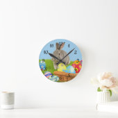 Cute Easter Bunnyvoor een positieve stemming Ronde Klok (Huis)
