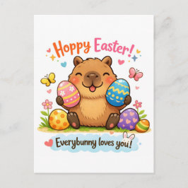 Cute Easter Capybara Eggs  Briefkaart