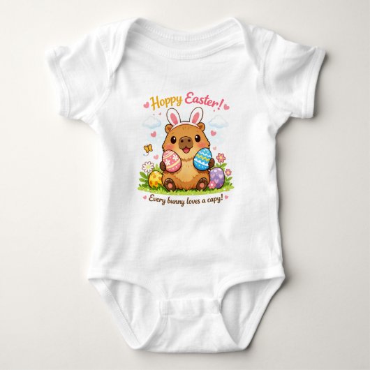 Cute Easter Capybara Eggs Bunny Ears Romper (Voorkant)