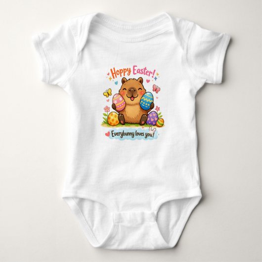 Cute Easter Capybara Eggs Bunny Romper (Voorkant)