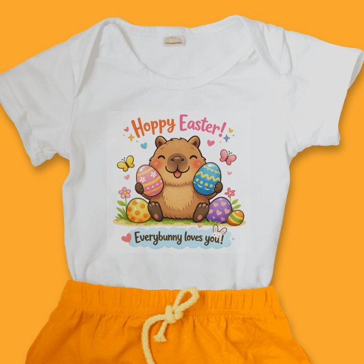 Cute Easter Capybara Eggs Bunny Romper
