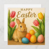 Cute Easter Card. Feestdagenkaart (Voorkant / Achterkant)