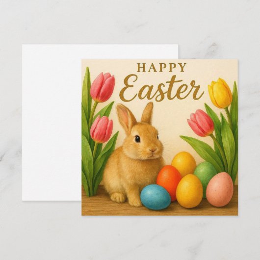 Cute Easter Card. Feestdagenkaart (Voorkant / Achterkant)