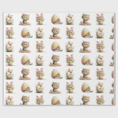 Cute Easter Cat Wrapping Paper Cadeaupapier (Vlak)