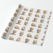 Cute Easter Cat Wrapping Paper Cadeaupapier (Uitgerold)