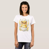Cute Easter Chick Glasses Mimosa Bloom T-shirt (Voorkant volledig)