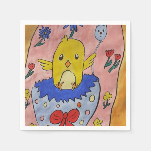 Cute Easter Chick Paper Napkins Servet (Voorkant)