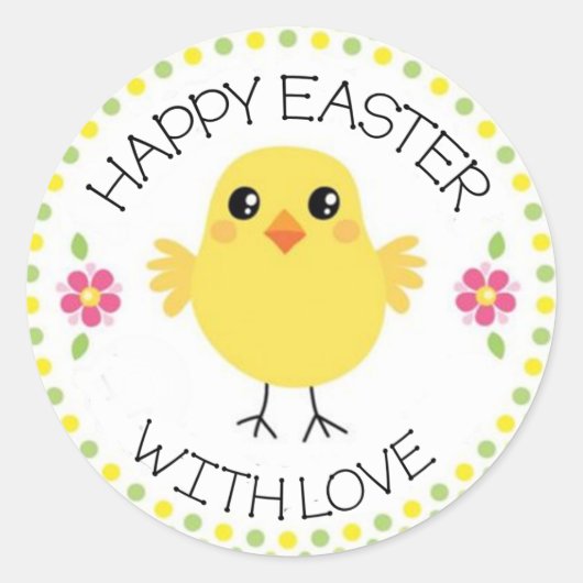 Cute Easter Chick Ronde Sticker (Voorkant)