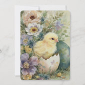 Cute Easter Chick Spring Wildflowers Watercolor Feestdagenkaart (Voorkant)