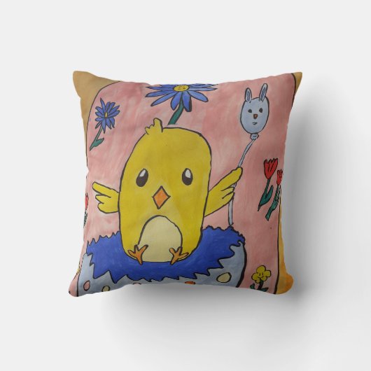 Cute Easter Chick Throw Cushion Kussen (Achterkant)