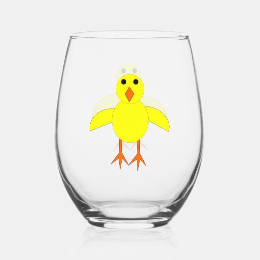 Cute Easter Chick Wijnglas Zonder Voet (Voorkant)