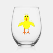 Cute Easter Chick Wijnglas Zonder Voet (Achterkant)