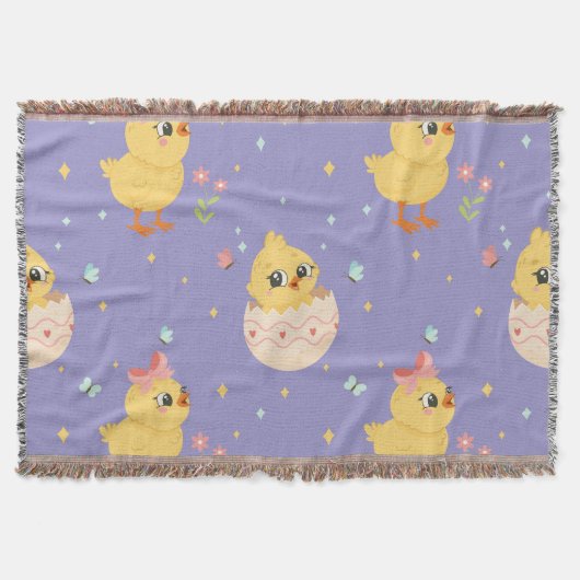 Cute Easter Chick with Pink Bow Seamless Pattern  Deken (Voorkant)