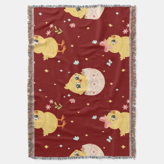 Cute Easter Chick with Pink Bow Seamless Pattern  Deken (Voorkant Verticaal)