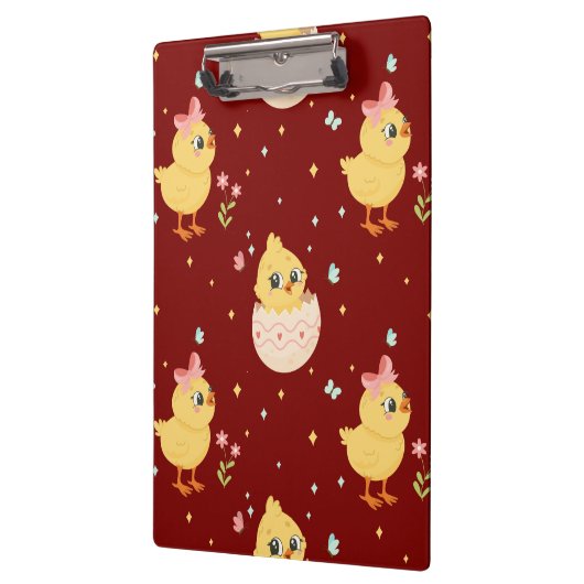 Cute Easter Chick with Pink Bow Seamless Pattern  Klembord (Links)