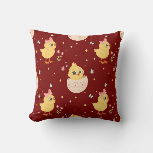 Cute Easter Chick with Pink Bow Seamless Pattern  Kussen (Voorkant)