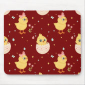 Cute Easter Chick with Pink Bow Seamless Pattern  Muismat (Voorkant)