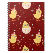 Cute Easter Chick with Pink Bow Seamless Pattern  Notitieboek (Voorkant)