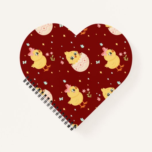 Cute Easter Chick with Pink Bow Seamless Pattern  Notitieboek (Voorkant)