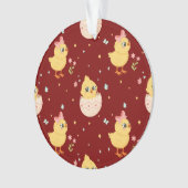 Cute Easter Chick with Pink Bow Seamless Pattern  Ornament (voorkant)