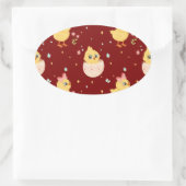 Cute Easter Chick with Pink Bow Seamless Pattern  Ovale Sticker (Tas)