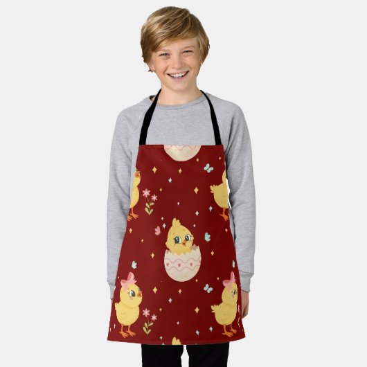 Cute Easter Chick with Pink Bow Seamless Pattern  Schort (Gedragen)