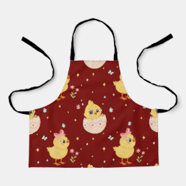 Cute Easter Chick with Pink Bow Seamless Pattern  Schort