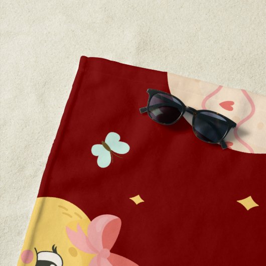 Cute Easter Chick with Pink Bow Seamless Pattern  Strandlaken (In situ)