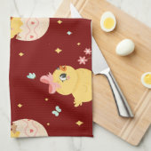 Cute Easter Chick with Pink Bow Seamless Pattern  Theedoek (Quarter Fold)