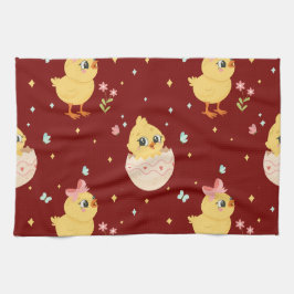 Cute Easter Chick with Pink Bow Seamless Pattern  Theedoek
