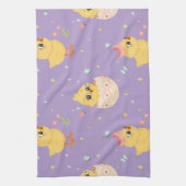 Cute Easter Chick with Pink Bow Seamless Pattern  Theedoek (Verticaal)