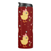 Cute Easter Chick with Pink Bow Seamless Pattern  Thermosbeker (Geroteerd rechts)