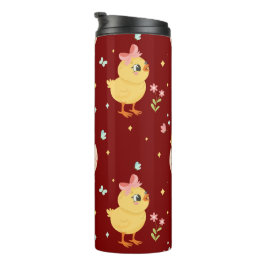Cute Easter Chick with Pink Bow Seamless Pattern  Thermosbeker