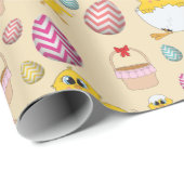 Cute Easter Chicken Pattern Cadeaupapier (Rol Hoek)